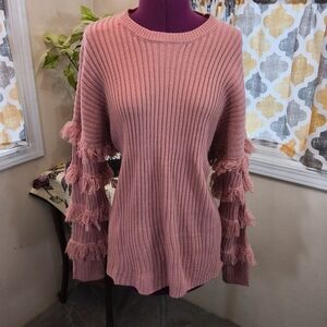 NWT Kate & Sam Terra-Cotta Fringed Women's Sweater. Size XXL. UUCP